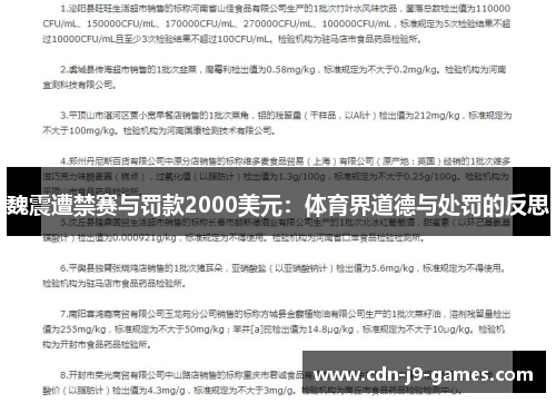 魏震遭禁赛与罚款2000美元：体育界道德与处罚的反思